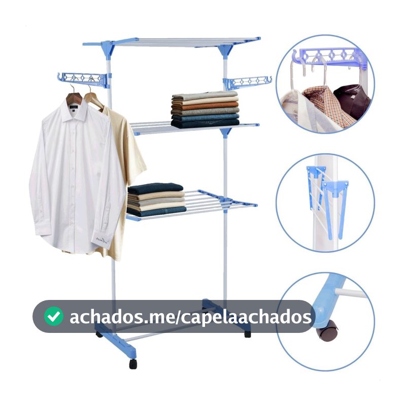 Varal De Chão Vertical Para Roupas 3 Andares Dobrável Portátil Grande