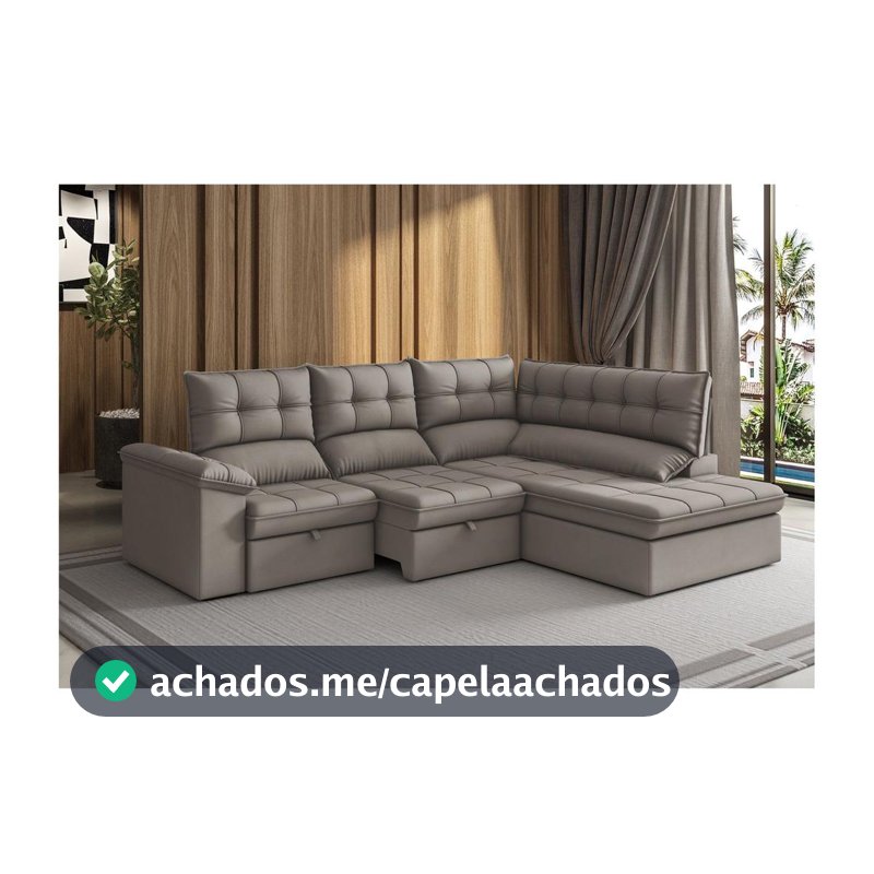 Sofá de Canto 5 Lugares Retrátil Reclinável Slim Molas Ensacadas Milano BestHouse
