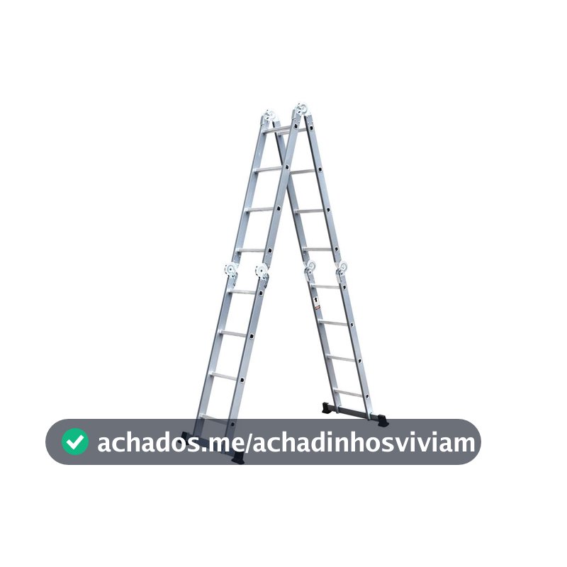 Escada de Aço e Alumínio Multiuso 4x4 com Plataforma 16 Degraus Nell KMP404 - Escada Articulada / Multifuncional - Magazine Palomadutra