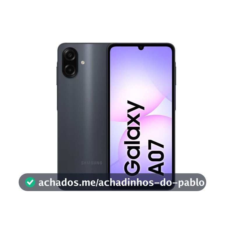 Celular Samsung Galaxy A07 128GB Preto 4GB RAM Tela 6,7" Câm. Dupla + Selfie 8MP