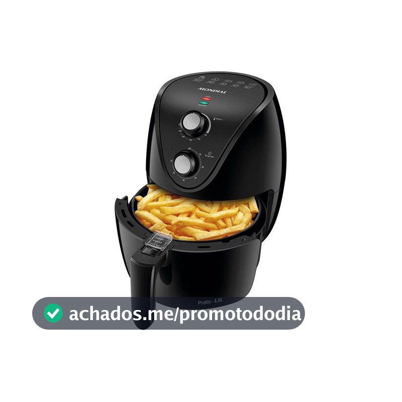 Fritadeira Elétrica sem Óleo/Air Fryer Mondial Pratic AF-35-BF Preta 3,5L com Timer - Fritadeira sem Óleo / Air Fryer