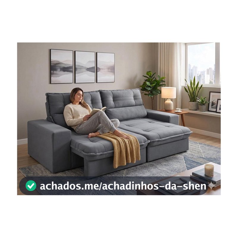 Sofá 4 Lugares Retrátil Reclinável Suede Palatino Linoforte
