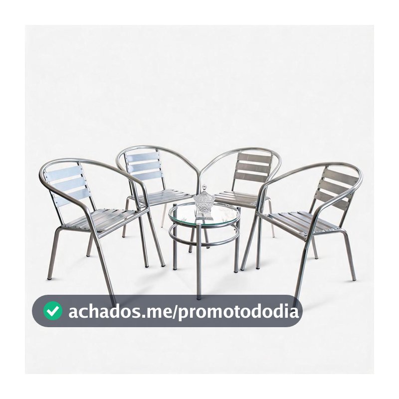 Conjunto 2 ou 4 Cadeiras e Mesa Centro Alumínio Leve Varanda Área Externa Casa Luxo Jogo Resistente Modelo Gravatá