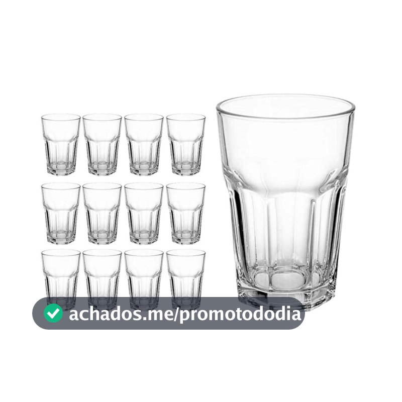 Copo de Vidro 350ml Vitamina Transparentes Drink 12 Unidades - DONA LAURA - Copos
