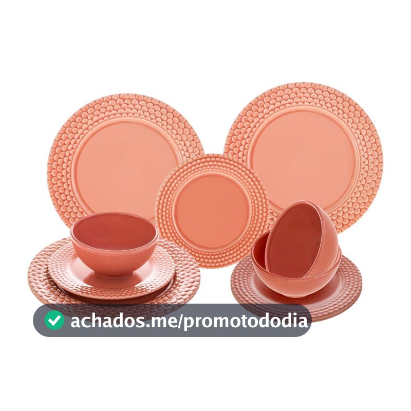 Aparelho de Jantar 12 Peças Scalla Cerâmica Rosa Redondo Escama