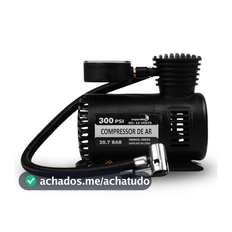 Mini Compressor Ar 300psi 12v P/ Pneu Carro Moto Bicicleta