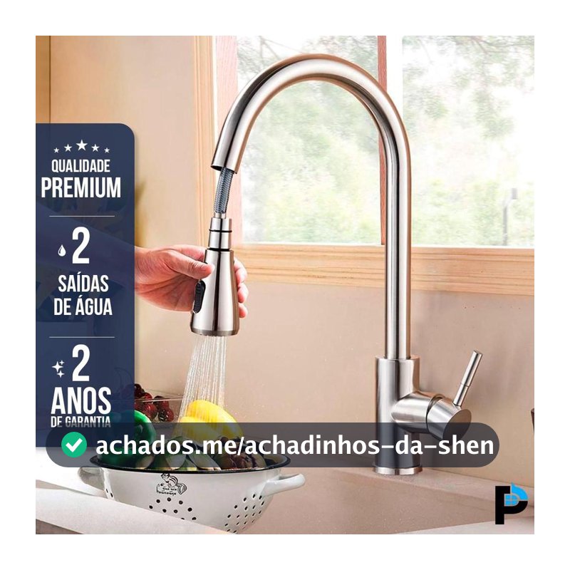 Torneira Gourmet Monocomando Cozinha Ducha Extensível Escovado Gourmet Pia Inox304 Qualidade Premium