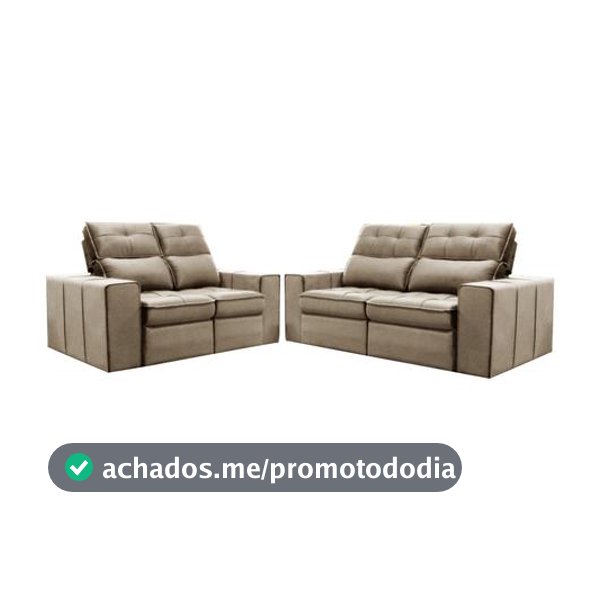 Conjunto de Sofás 2 e 3 Lugares Barsa Gralha Azul - Sofá 2 Lugares