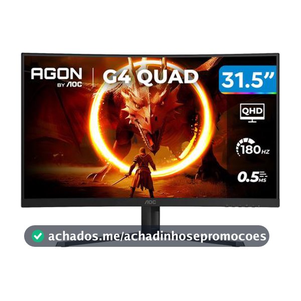 Monitor Gamer AOC Gaming 32" QHD 180Hz VA 0,5ms HDMI DisplayPort