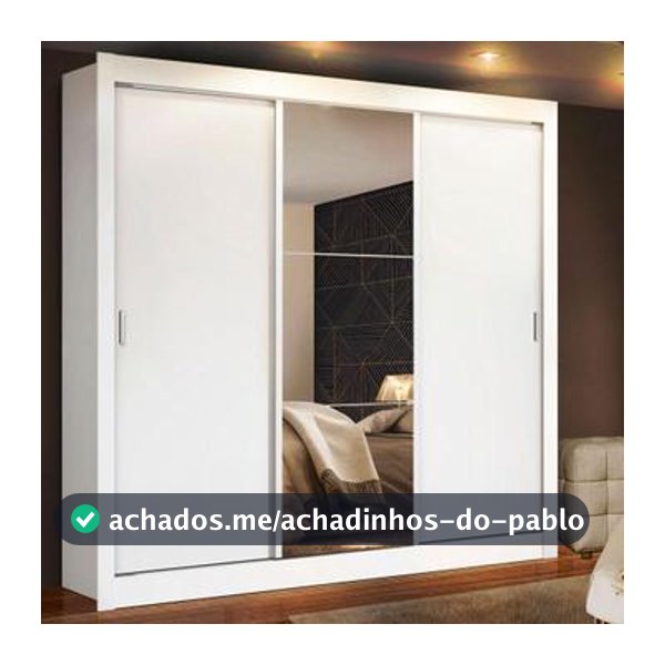 Guarda Roupa Casal Madesa Mônaco 3 Portas de Correr com Espelho