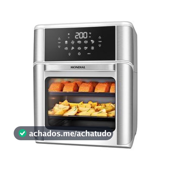 Fritadeira Air Fryer Forno Oven 12L Mondial Branco Inox 2000W AFON12LWI