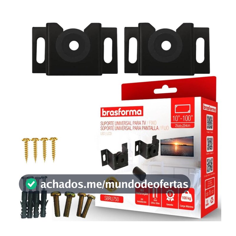 Suporte TV Fixo Universal Para TV 32 42 43 50 52 55 60 65 75 90 100 Polegadas - Brasforma - Suporte para TV Fixo - Magazine In_738651