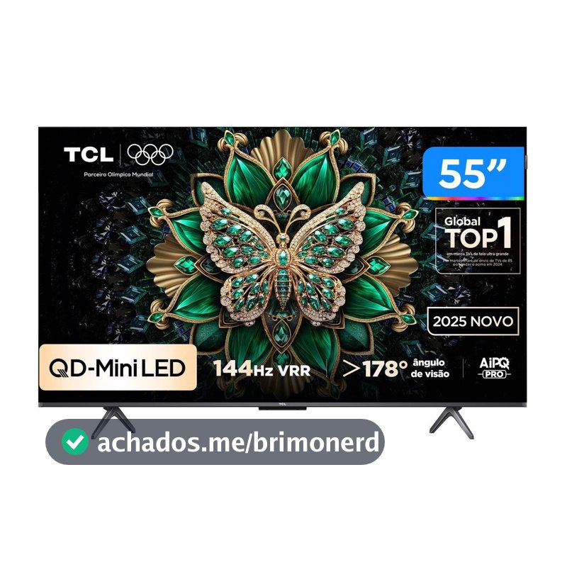 Smart TV 4K TCL QD-Mini LED 55” Polegadas com HDMI 2.1, Dolby Vision IQ, Subwoofer, 144Hz VRR e Wi-Fi - 55C6K