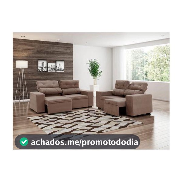 Conjunto de Sofás 2 e 3 Lugares Retrátil e - Reclinável Phormatta Evolution SMP - Sofá 2 Lugares - Magazine Asofertasdamimi
