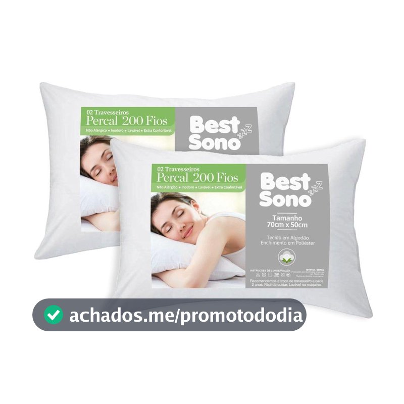 Kit 2 Travesseiros Best Sono - Fibra Siliconada - Beaf - Travesseiro Comum - Magazine Vistore