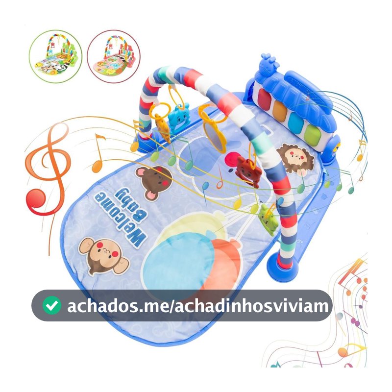 Tapete de Atividades Sensorial para Bebê 5 Mobiles e Piano Musical com Som e Luzes - ATENTU - Tapete e Centro de Atividades - Magazine Sacafarelli