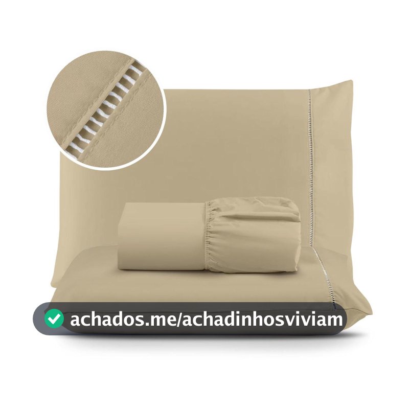 Jogo de Lençol 03 Peças 400 Fios MicroPercal Ponto Palito - Cama Solteiro Casal Queen King
