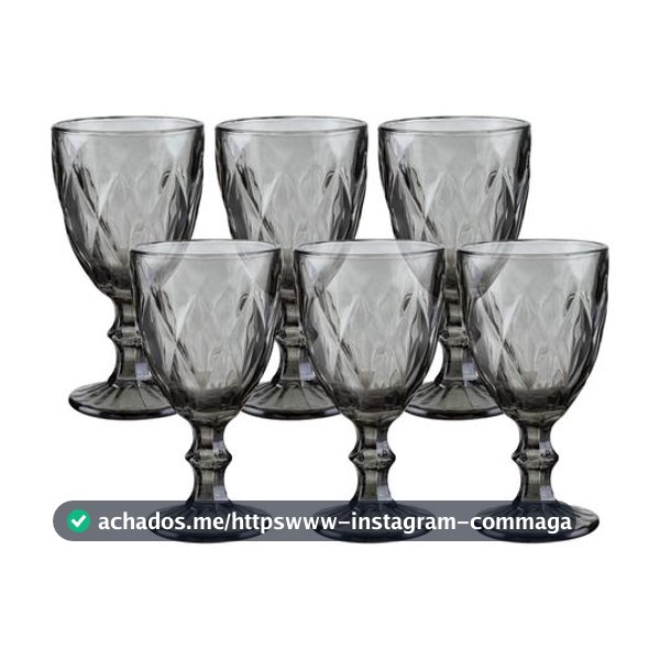 Jogo de Taças para Bebidas de Vidro 330ml 6 Peças Haus Diamond Empire