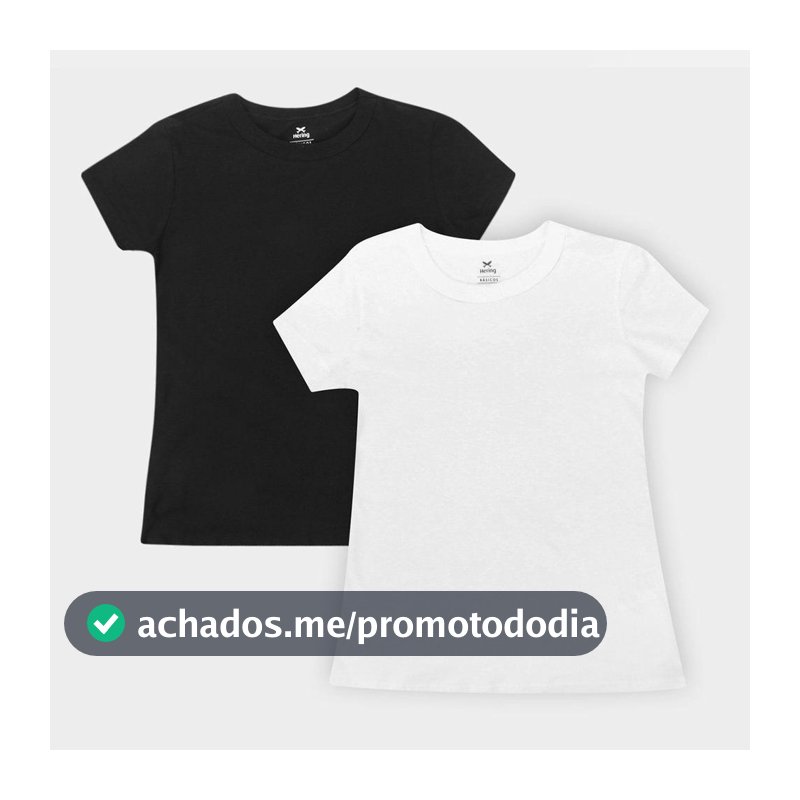 Kit Camiseta Básica Hering Manga Curta Feminina 2 Peças