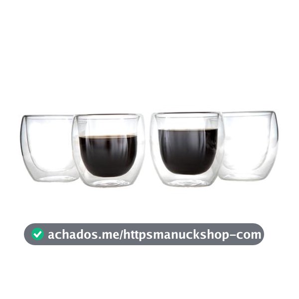 Jogo de Copos de Vidro de Café Parede Dupla 80ml 4 Peças Haus Concept Inspire