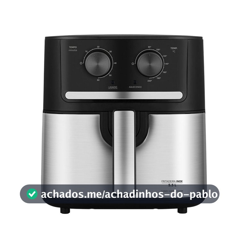 Fritadeira Air Fryer 5,5L Cyclone Preto e Inox Midea