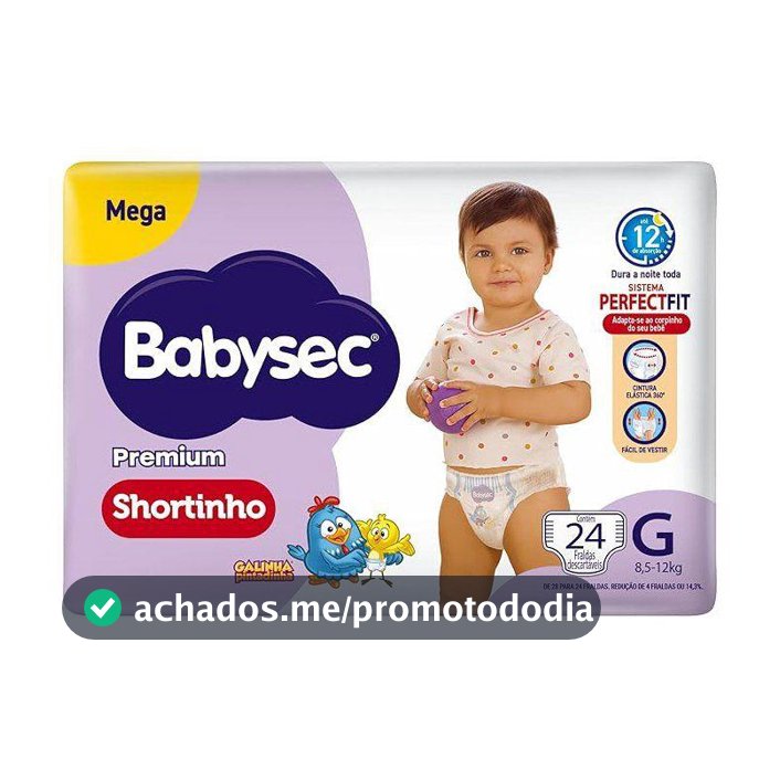 Fralda Shortinho Babysec Galinha Pintadinha Premium Tam. G 8,5 a 12kg 24 Unidades - Fralda Descartável - Magazine Moniqueglima