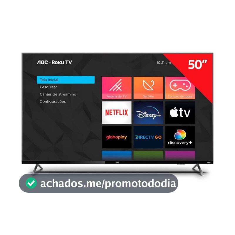 Smart TV AOC 50" LED ROKU 4K Wi-Fi 50U6125/78G Bivolt - Smart Tv - Magazine Cacaprom0