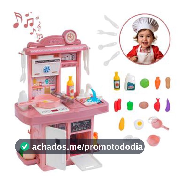 Kit Cozinha De Brinquedo Infantil Completa Solta Água E Som - ATENTU - Cozinha Infantil