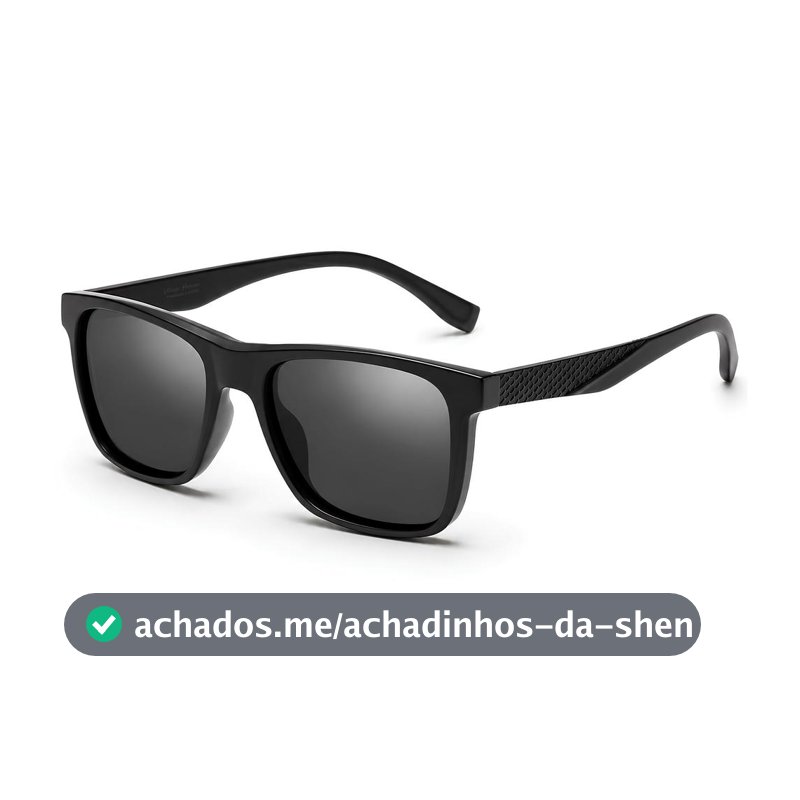 Óculos de Sol Masculino Polarizado Proteção UV400 Formato Redondo Cor Preto Fosco Com Estojo E Flanela Uso Casual Dia a Dia Dirigir Esportes VH 0158