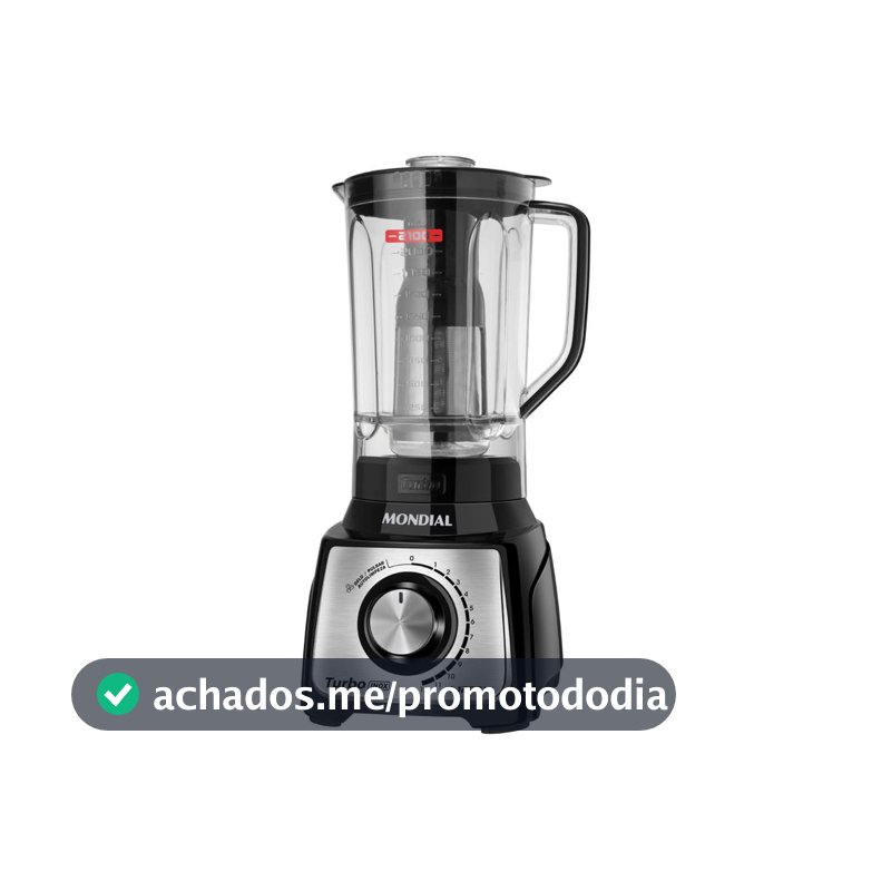 Liquidificador Mondial Turbo L-1200 BI com Filtro 12 Velocidades 1200W Inox Preto - Liquidificador