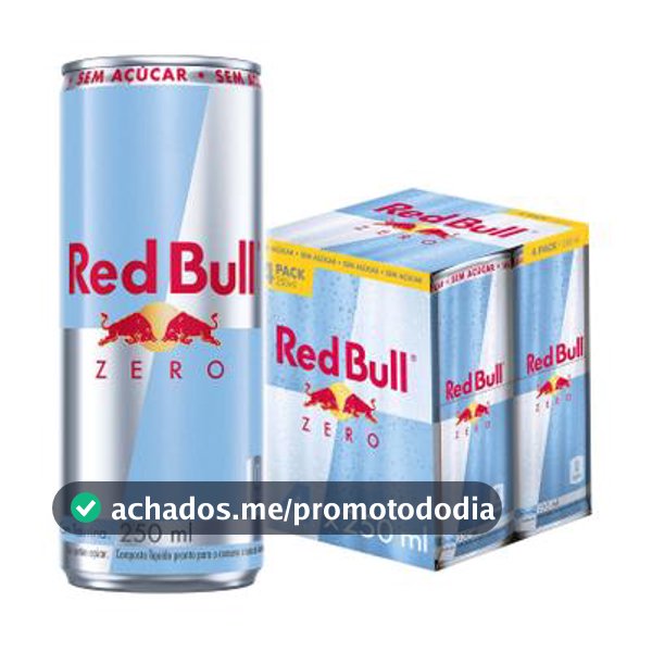Red Bull Energético Zero Sem Açúcar 250ml 4 latas - Bebida Energética