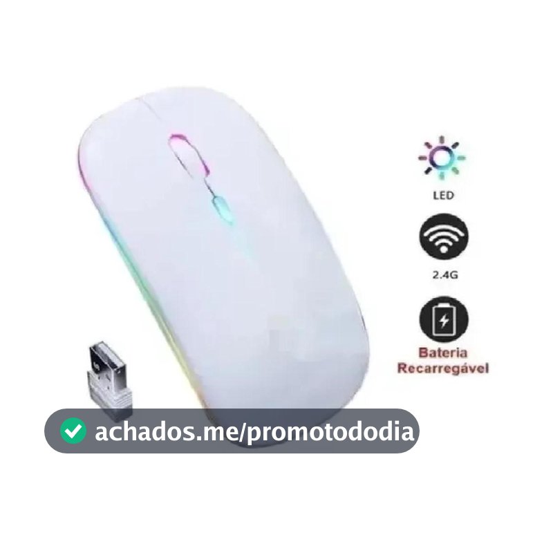Mouse Optico Sem Fio Recarregável USB Led Rgb Wirelles Usb Note