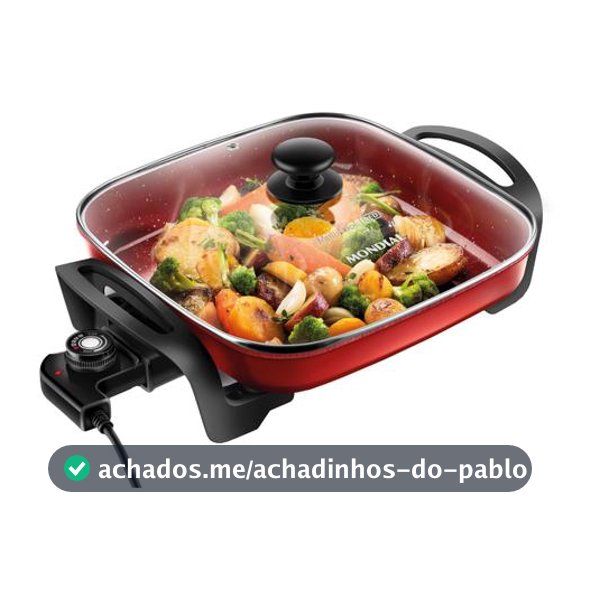 Panela Elétrica Mondial Multicook Premium 1200W Preto/Vermelho 127V - PE-49-RC - Panela Elétrica Multifuncional - Magazine Dgbrpromo