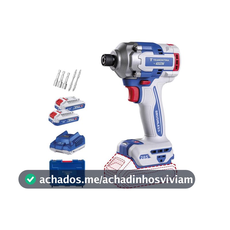 Parafusadeira a Bateria Tramontina 20V 1/4" com Maleta 10 Peças by Total