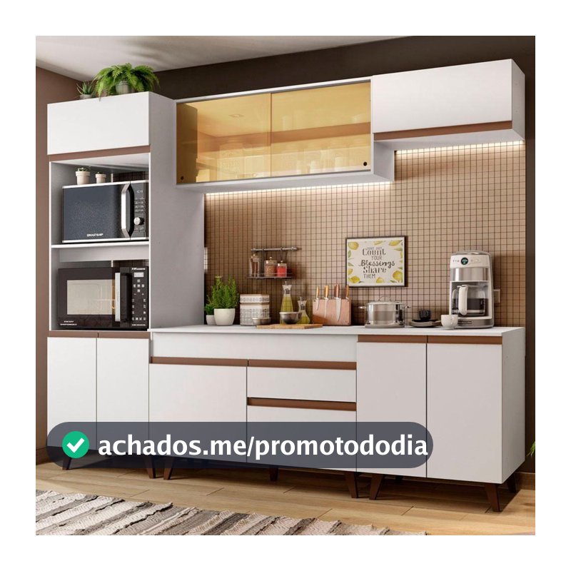 Cozinha Completa Madesa Reims 260002 com Armário e Balcão - Branco