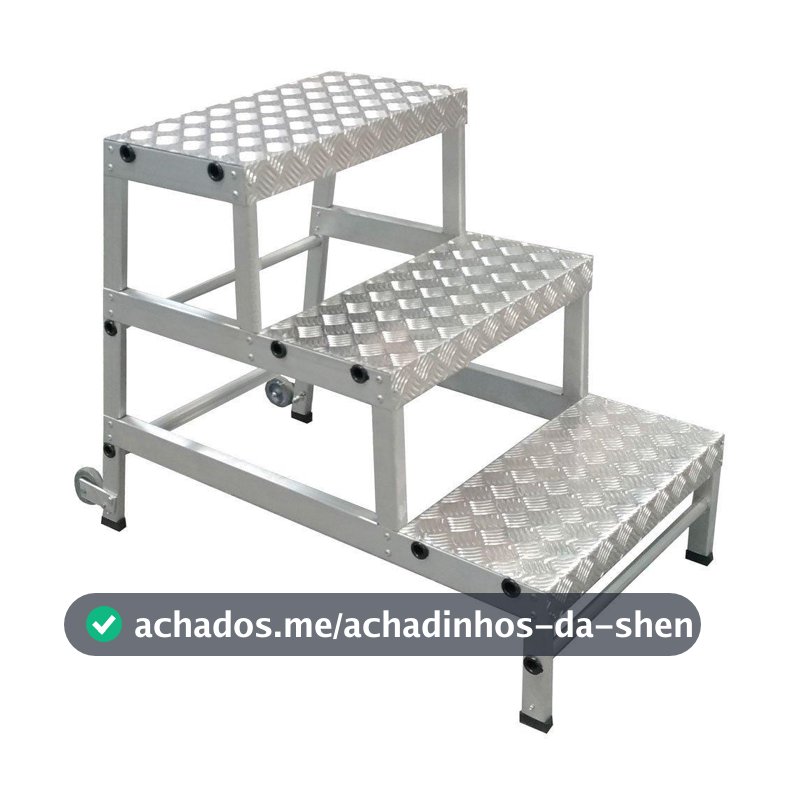 Escada Banqueta 3 Degraus Prof Até 250kg Alumínio - Escaleve