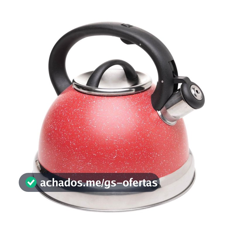 Chaleira de Indução 3L Granito Chef Vermelha Lyor de Alumínio com Apito Cabo Anatômico