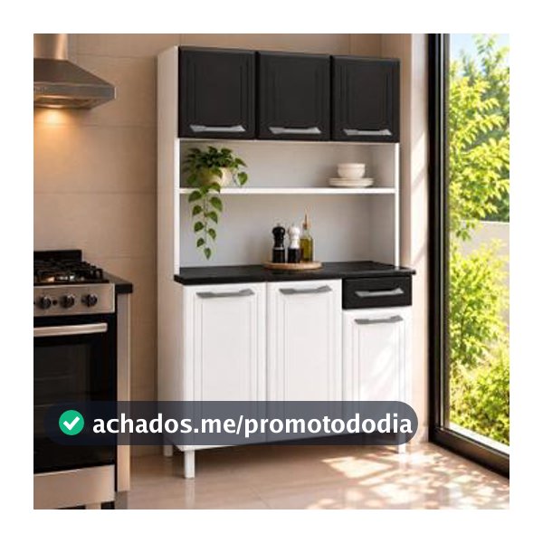 Armário de Cozinha em Aço Triplo Topázio Smart Preto/Branco