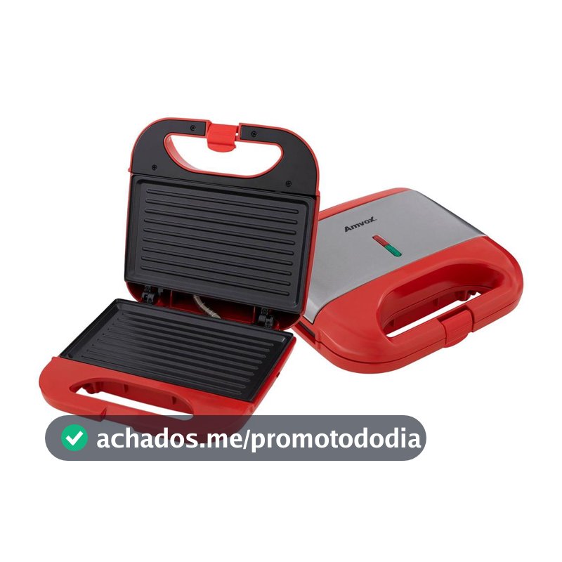 Sanduicheira Grill Amvox Vermelho 750W Lar