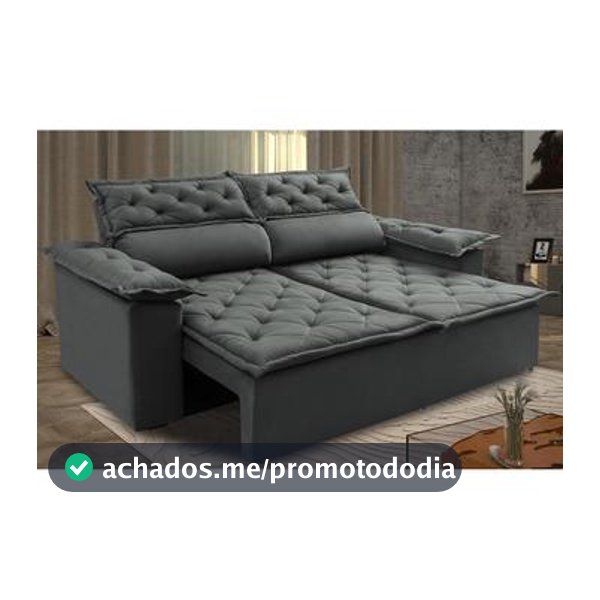 Sofá 3 Lugares Retrátil e Reclinável Cama inBox Compact 1,80m Velusoft Cinza - Sofás