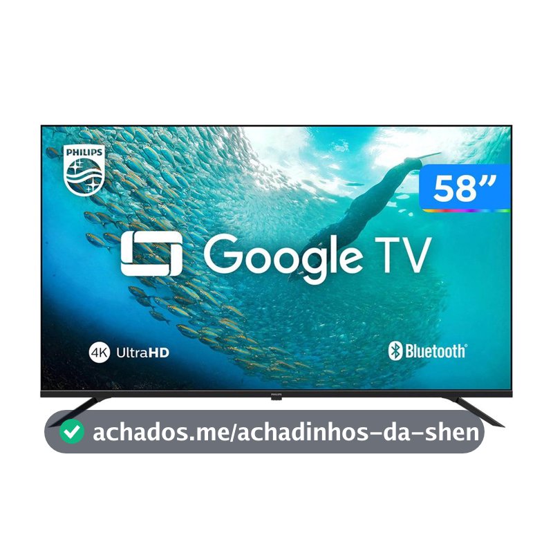 Smart TV 58" 4K UHD LED Philips 58PUG7019/78 Wi-Fi Bluetooth Google Assistente 3 HDMI 2 USB
