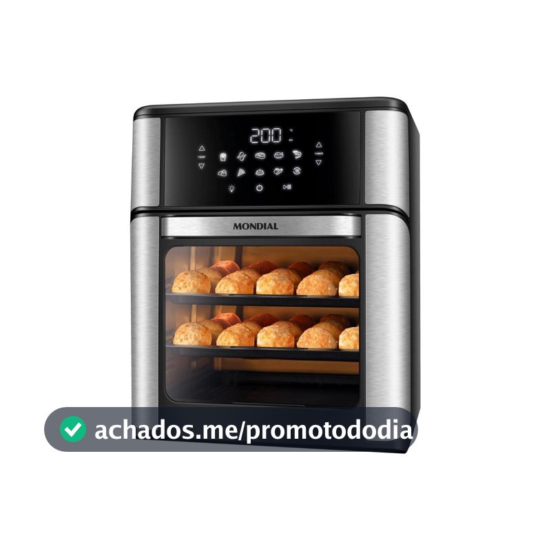 Fritadeira Air Fryer Forno Mondial AFON-12L-BI 12L 2000W 127V - Preto/Inox