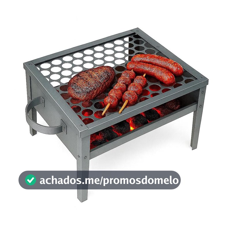 Churrasqueira Galvanizada C/ Grelha Portátil Aço Anti Corte