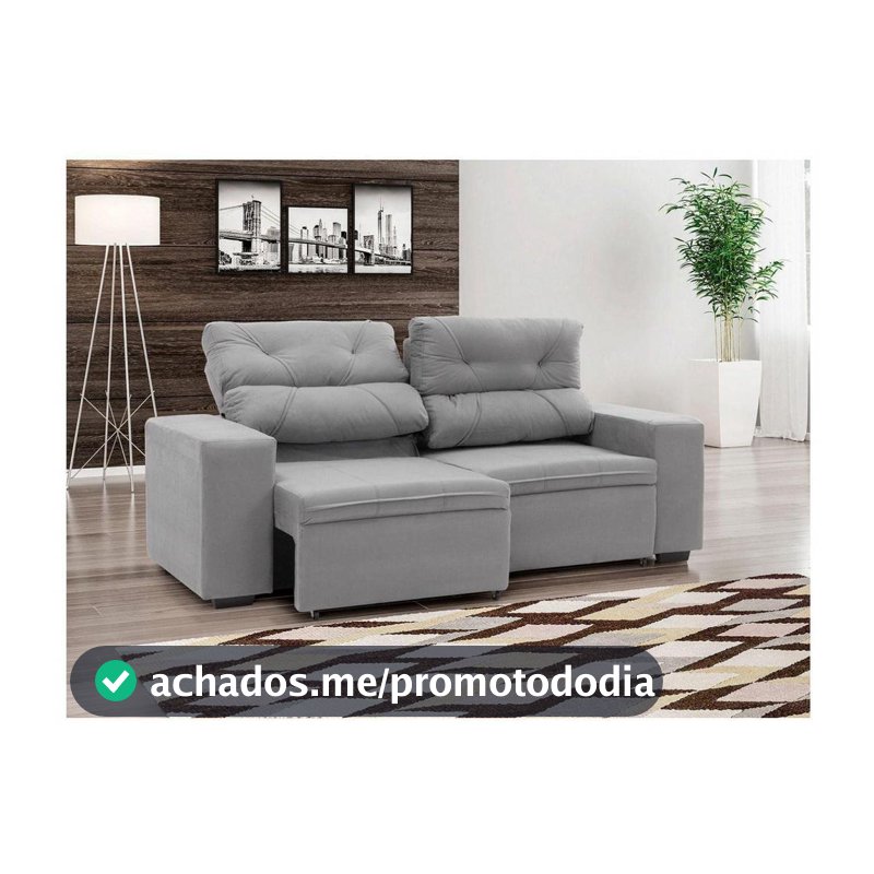 Sofá Retrátil Reclinável 3 Lugares Suede
