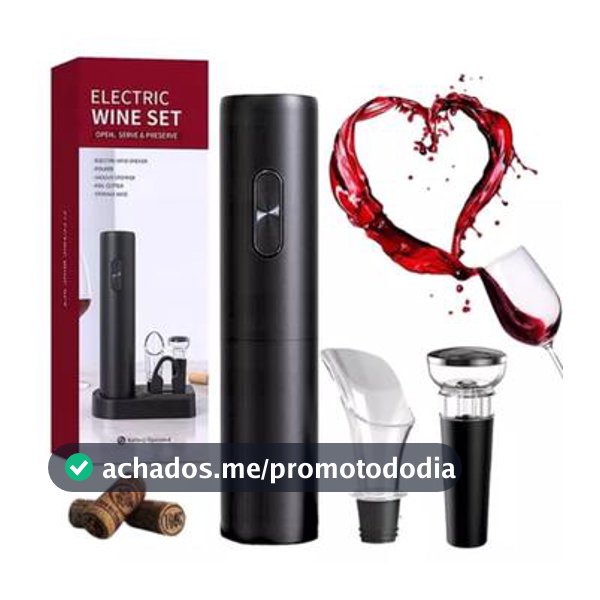 Abridor Automático para Bebidas - Vinho, Cerveja e Refrigerantes - Eletric Wine Set - Abridor de Garrafa