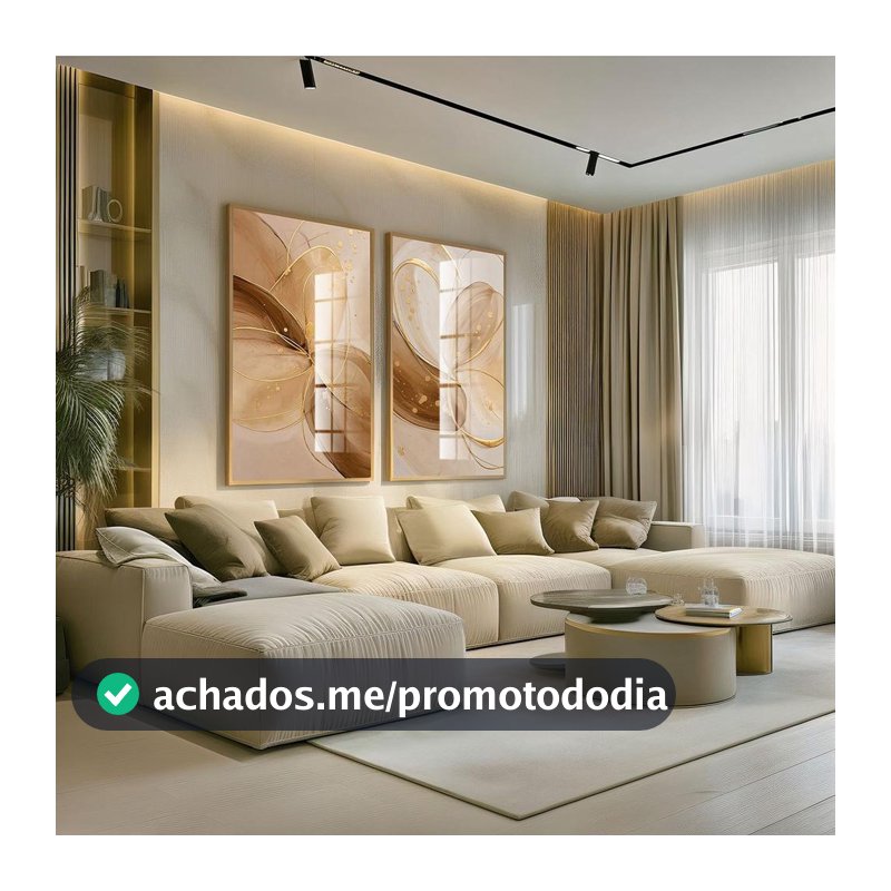 Conjunto 2 Quadros Decorativos com Moldura e Acrilico Cristal Vidro Geometrico Azul  Kit para Sala, Escritorio, Hall Cozinha - Art Bella - Quadro Decorativo