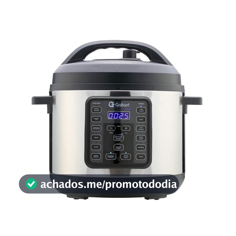 Panela de Pressão Elétrica Digital Gallant GPP06 Clique E Pronto Inox 6L 1000w 127v - Panela de Pressão Elétrica