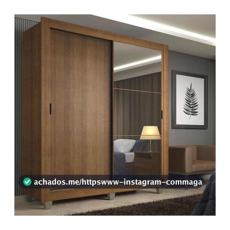 Guarda-Roupa Solteiro Madesa Denver 2 Portas de Correr com Espelho com Pés