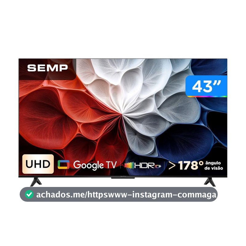 Smart TV 43" Semp 4K UHD LED 43S62 Google TV 2025