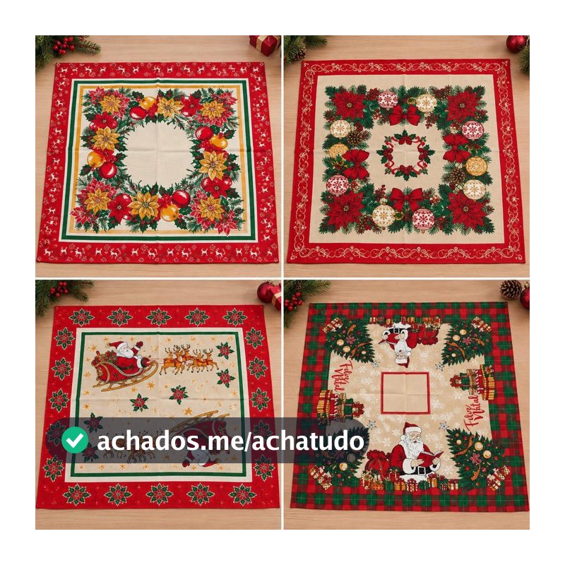 Kit Com 4 Toalhas De Chá Natalina Estampada Linhão Natal